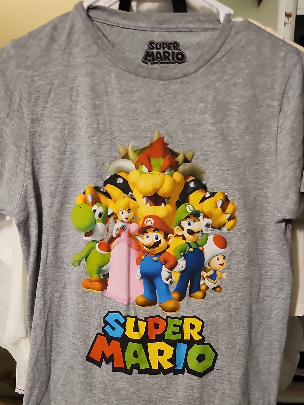 Nintendo Super Mario Graphic Tee - Gray with Multicolor Print